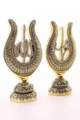 Polyester Üzerine Metal Kaplama Biblo ​​​​​​​2'li Gold Allah Muhammed LaleLafız Orta Boy Biblo 22CM - 3