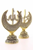 2'li Gold Allah Muhammed Hilal Orta Boy Biblo Polyester Üzerine Metal Kaplama Biblo ​​​​​​​20 Cm - 2