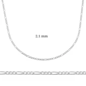 2.10 mm Gümüş Figaro Zincir - 0.60 mikron - 1