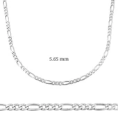 5.65 mm Gümüş Figaro Zincir - 160 mikron - 1