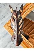 Yerliler Aborjin Zebra Surat Tipi Totem Ahşap Oyma Mask Duvar Objesi Mindi Ağacı El Oyması 40 cm - 1