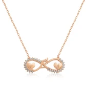 Gümüş Rose Kalpli Sonsuz Aşk Kolye thumbnail 1