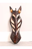 Yerliler Aborjin Zebra Surat Tipi Totem Ahşap Oyma Mask Duvar Objesi Mindi Ağacı El Oyması 40 cm - 2