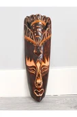 Yerliler Aborjin Kuş Surat Tipi Totem Ahşap Oyma Mask Duvar Objesi Mindi Ağacı El Oyması 30 cm - 2