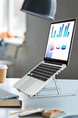 Ayarlanabilir 1.Sınıf Paslanmaz Aleminyum Alışım Telefon Notebook Laptop Macbook Yükseltici Stand - 6