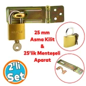 Sandık Kutu Askısı Menteşeli Kilit 25 Lik Aparatı Tosba Kilit 25 mm Asma Kilit 2'li Set - 1