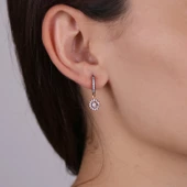 Sallantılı Tam Taşlı Küpe - 1