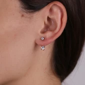 İki Taraflı Tek Taş Küpe - 1