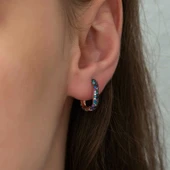 Gümüş Çift Taraflı Mix Taşlı J Bayan Küpe thumbnail 3