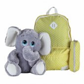 Sarı Puantiyeli Okul Çantası Fil Peluş Oyuncak İkili Set - 1