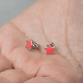 Gümüş Fosforlu Pembe Yıldız Küpe thumbnail 3