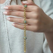 ​Gümüş Gold Sosyete Gözlü Zincir Bileklik thumbnail 4