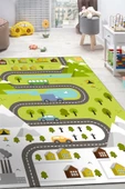 Frenda Home Yol Desenli Yeşil Kaymaz Deri Taban Oyun Halısı  YEŞİL 120X180 - 1