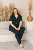Büyük Beden  Kısa Kollu Milan Gömlek Pijama Takımı- Genç Anne Serisi - 11