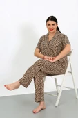 Büyük Beden  Kısa Kollu Milan Gömlek Pijama Takımı- Genç Anne Serisi - 5
