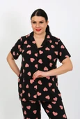 Büyük Beden  Kısa Kollu Milan Gömlek Pijama Takımı- Genç Anne Serisi - 1