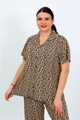 Büyük Beden  Kısa Kollu Milan Gömlek Pijama Takımı- Genç Anne Serisi - 4