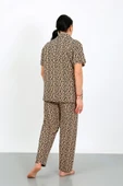Büyük Beden  Kısa Kollu Milan Gömlek Pijama Takımı- Genç Anne Serisi - 3