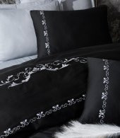 Cotton Box Brode Nakışlı Çift Kişilik Saten Nevresim Takımı Gloria Gri - 2