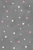 Frenda Home Yıldız Desenli Kaymaz Deri Taban Çocuk Ve Bebek Odası Halısı  PEMBE 180X280 - 2