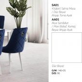 Kitabeli Sahra Masa Duz Beyaz Alya Sandalye Mavi - 4