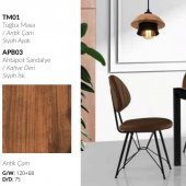 Tugba Masa Antik Çam Ahtapot Sandalye Kahverengi - 3