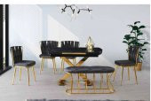 Anka Masa Lotus Örgülü Ay Sandalye Gri Banklı - 5