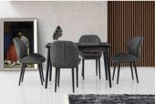 Polo Masa Siyah Mermer Puset Sandalye Gri Kazayağı - 1