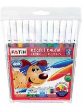 Keçeli Kalem 12 Renk Plastik Kutu Fatih 12 Renk Keçeli Kalem Tam Boy Plastik Kutu - 1
