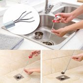 Esnek Lavabo Gider Tıkanıklığı Açıcı Spiral Tel Susta Uzun Kol Dört Güçlü Pençe Lavabo Tıkanık Açma - 4