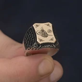 Gümüş Osmanlı Tuğralı Erkek Yüzük thumbnail 5