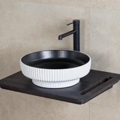 LENA TEZGAHÜSTÜ LAVABO (MAT SİYAH-BEYAZ) E-W1501MSB - 1