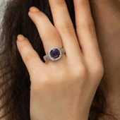 Gümüş Mor Yuvarlak Bayan Yüzük thumbnail 5