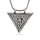 Gümüş Üçgen İçi Açılabilen Tuğra Muskalık Kolye - 1