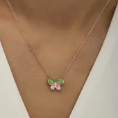 Gümüş Rose Minimal Kelebek Bayan Kolye thumbnail 3