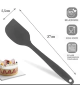 Pink Rose Yanmaz Yapışmaz Silikon Yassı Spatula ,hamur Sıyırıcı 3lü Set Antrasit - 1