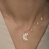 Gümüş Rose Papatya Seviyor Sevmiyor Bayan Kolye - 5