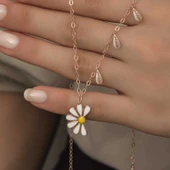 Gümüş Rose Papatya Seviyor Sevmiyor Bayan Kolye - 8