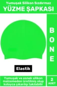 Özel Üretim Su Geçirmez Elastik Yüzücü Havuz Deniz Yüzme Şapkası Yumuşak Silikon Bone 2 Adet - 1