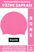 Özel Üretim Su Geçirmez Elastik Yüzücü Havuz Deniz Yüzme Şapkası Yumuşak Silikon Bone 2 Adet - 1