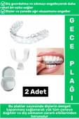 Diş Çene Sıkma Gıcırdatma Bruksizm Önleyici Gece Plağı Koruyucu Uyku Aparatı Protez Kaplı 2 Adet - 1