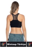 Özel Üretim Göğüs Toparlayıcı Sarkma Önleyen Spor Gündelik Kullanım Tül Detay Çok Şık Crop Büstiyer - 3