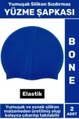 Özel Üretim Su Geçirmez Elastik Yüzücü Havuz Deniz Yüzme Şapkası Yumuşak Silikon Bone 2 Adet - 1