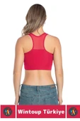 Özel Üretim Göğüs Toparlayıcı Sarkma Önleyen Spor Gündelik Kullanım Tül Detay Çok Şık Crop Büstiyer - 3