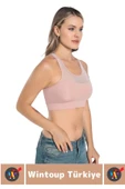 Özel Üretim Göğüs Toparlayıcı Sarkma Önleyen Spor Gündelik Kullanım Tül Detay Çok Şık Crop Büstiyer - 2