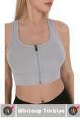 Özel Üretim Göğüs Toparlayıcı Sarkma Önleyen Spor Gündelik Kullanım Fermuarlı Şık Crop Büstiyer - 3