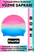 Su Geçirmez Elastik Yumuşak Yüzücü Havuz Deniz Yüzme Şapkası Silikon Bone 1 Adet - 1