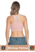 Özel Üretim Göğüs Toparlayıcı Sarkma Önleyen Spor Gündelik Kullanım Tül Detay Çok Şık Crop Büstiyer - 3
