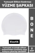 Özel Üretim Su Geçirmez Elastik Yüzücü Havuz Deniz Yüzme Şapkası Yumuşak Silikon Bone 2 Adet - 1