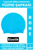 Premium Su Geçirmez Elastik Yumuşak Yüzücü Havuz Deniz Yüzme Şapkası Silikon Bone 1 Adet - 1
